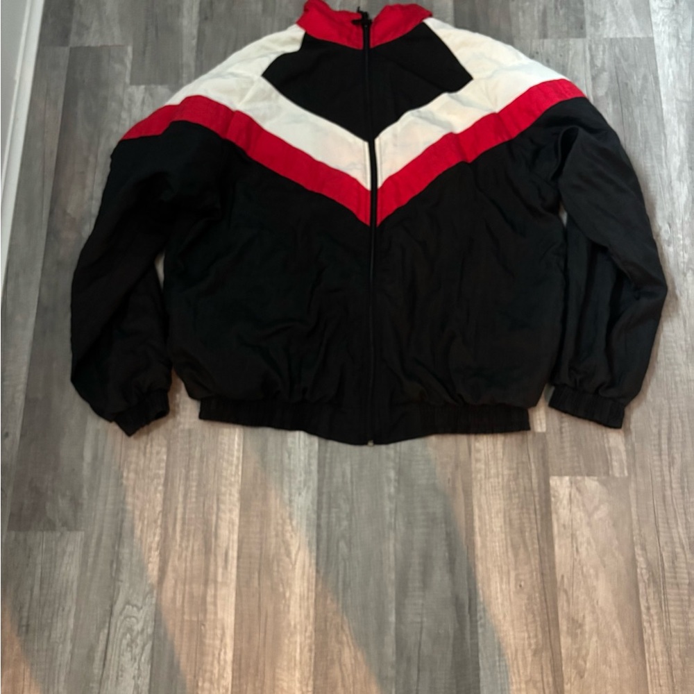 Vintage Black Red White Windbreaker Jacket